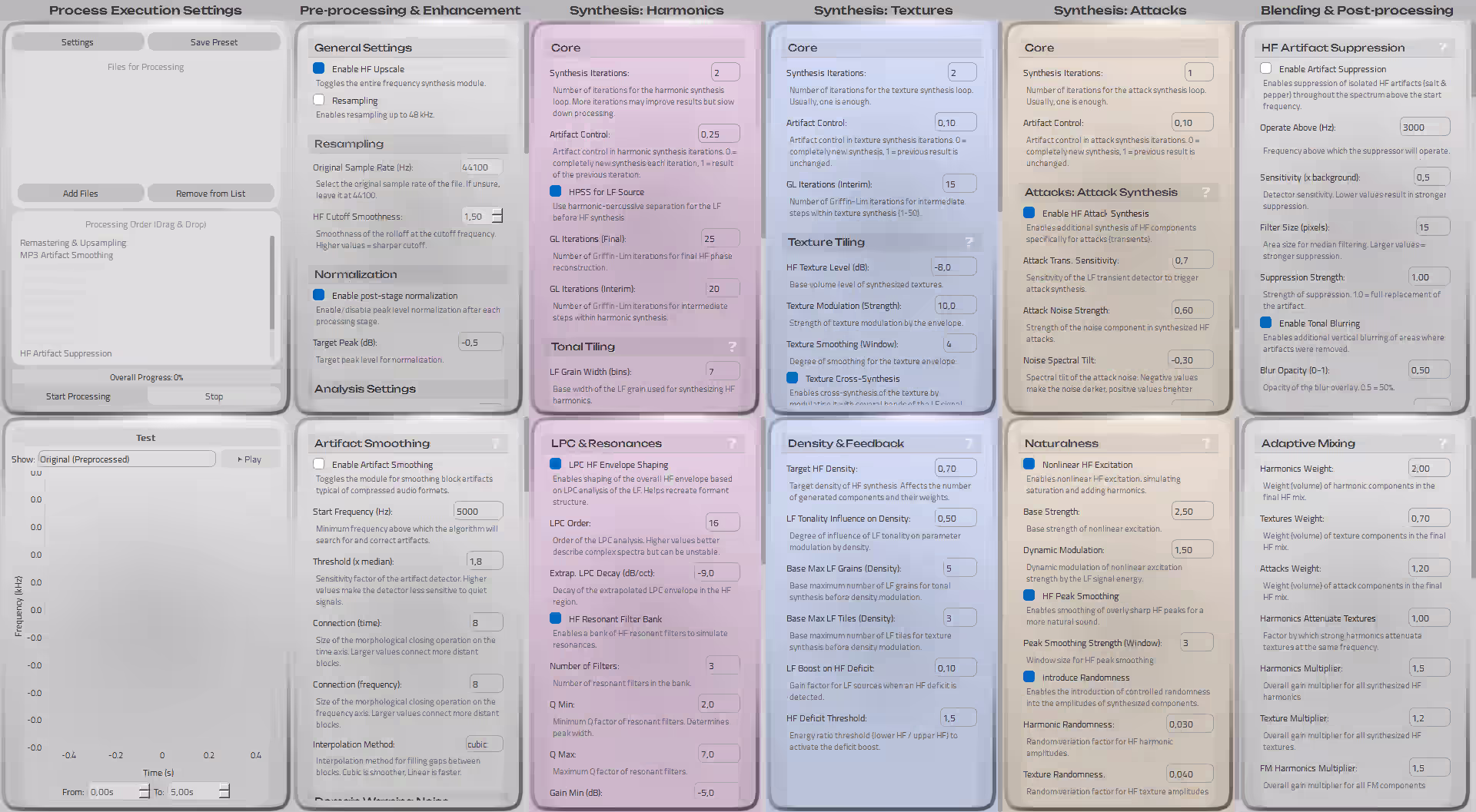 SoundUP program interface for audio processing